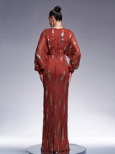 Elegant Lantern Sleeve Sequin Prom Dress